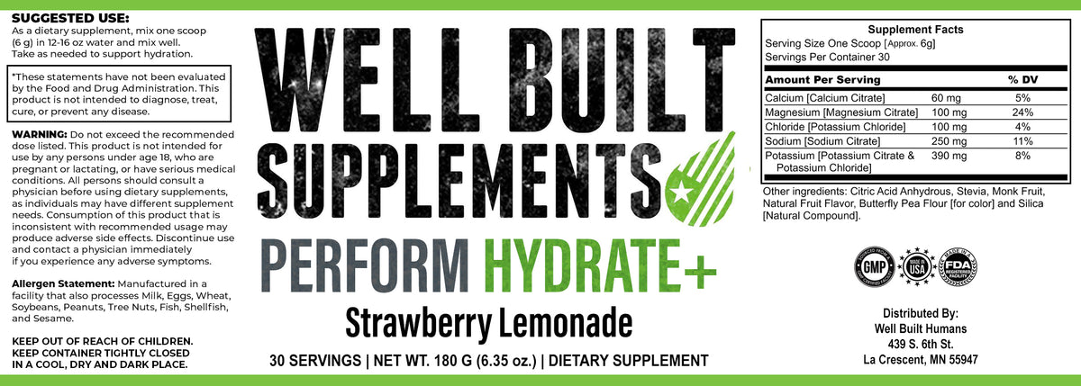 Perform Hydrate+ - 30 Servings – Well Built Supplements